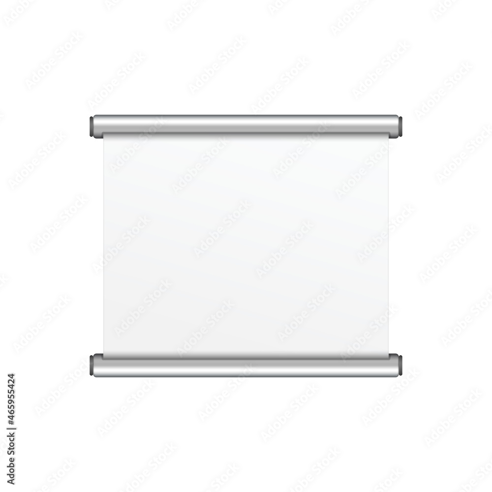 Poster empty projection screen, presentation board in realistic style. horizontal roll up banner isolated o