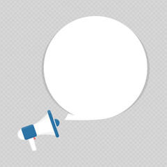 We want your feedback in bubble. Megaphone and speech bubbles in flat style. Loudspeaker. Banner for business, promotion and advertising. Vector illustration EPS 10.