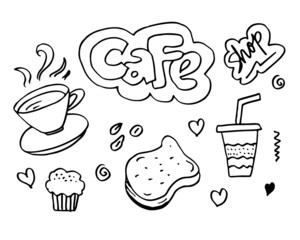 Doodles set of Cafe.calligraphy . Menu for restaurant, cafe, bar.