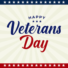 veterans day November 11th modern creative banner, sign, design concept, social media post with text, starts and an american flag