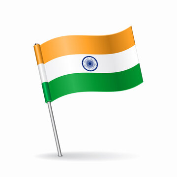 Indian flag map pointer layout. Vector illustration.
