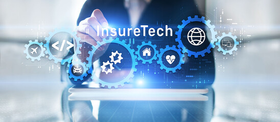 Insurtech Insurance technology online business finance concept on screen.