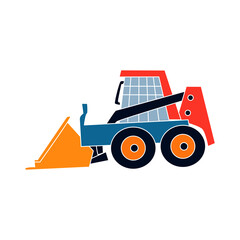 Naklejka premium Bulldozer flat illustration. Isolated on white. Cartoon character. Vector