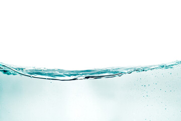 the water from the side view. the side view of the water surface isolated on white. abstract liquid nature texture.