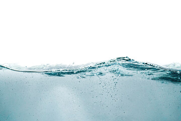 the water waves from the side view. the side view of the water surface isolated on white. abstract...