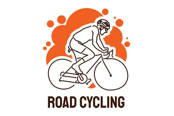Road Cycling sport vector line icon. sportman with Road Cycling's bike. sign. sport pictogram illustration