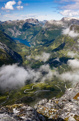 Obraz premium View towards Geiranger from Dalsnibba, Norway