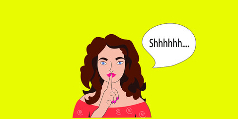 2d illustration keep quite concept