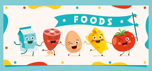 Set Of Various Delicious Foods