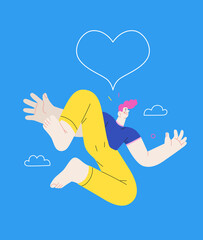 Happiness - happy people jumping in the air cheerfully