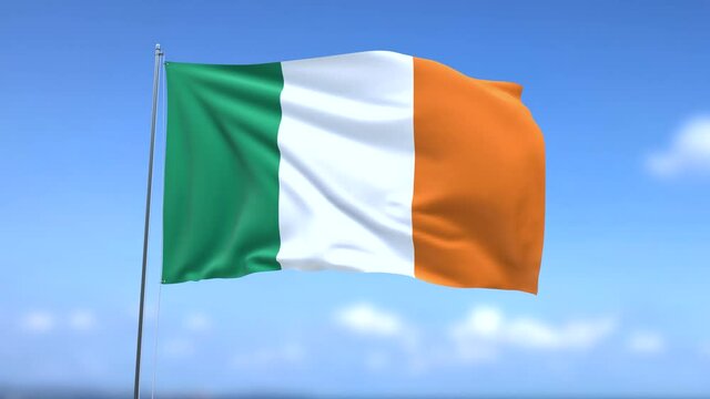 Flag of Ireland waving in the sky