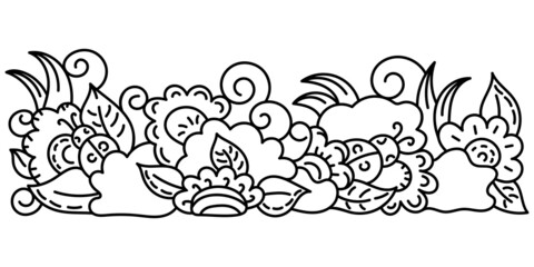 Simple vector Coloring book for kids with ladybugs and stylized flowers
