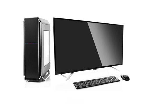 Modern black desktop computer isolated on a white background
