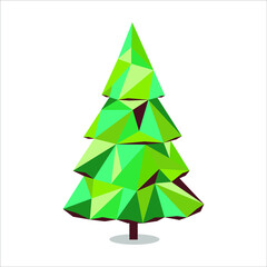 Green Christmas tree design consisting of triangles. Modern graphics for New Year's greeting cards. Vector.