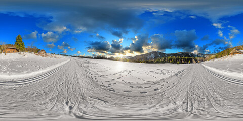 winter sunrise in Black Forest Germany 360° x 180° 14k VR