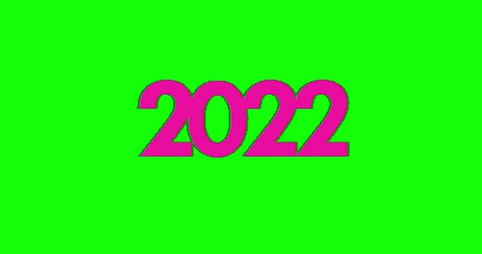 2022 stock of five different animation in green screen chroma key.. Text animated in 80s and 90s style with transition effect. New year celebration text footage