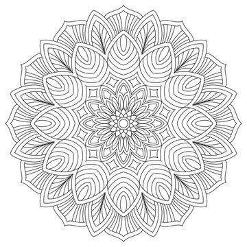 Contour drawing of a mandala on a white background. Vector illustration