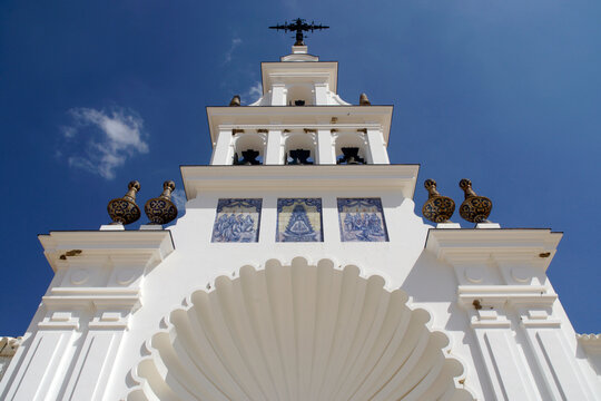Aldea del Roc&iacute;o, (Huelva) Spain. Exterior of the bell tower of the Sanctuary of Our Lady of Roc&iacute;o