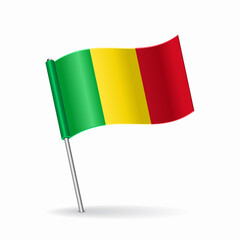 Malian flag map pointer layout. Vector illustration.