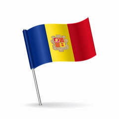 Andorran flag map pointer layout. Vector illustration.
