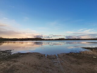 sunset over the lake