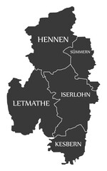 Iserlohn City Map Germany DE labelled black illustration