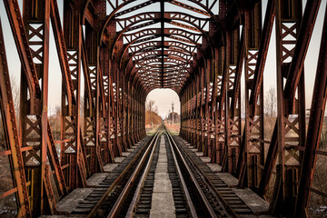 railway bridge symmetry - obrazy, fototapety, plakaty