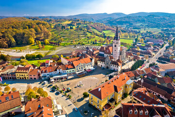 Marija Bistrica sanctuary church and Kalvarija aerial view