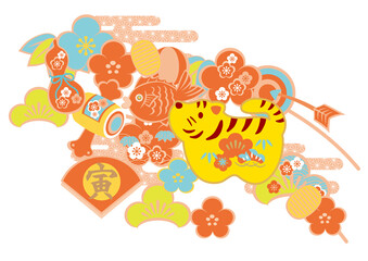 2022年　寅年の年賀状素材　謹賀新年