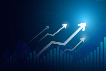 Futuristic raise chart rocket  digital transformation abstract technology background. Big data and rocket business growth currency stock and investment economy