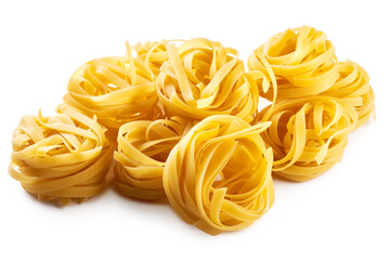 Pasta, macaroni, spaghetti isolated on white background, flat lay, clipping path
