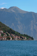 Fototapeta na wymiar Beautiful landscape view from the Bay of Kotor on autumn