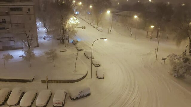 Snow Falls During The Storm 