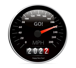 Happy new year 2022/ Speedometer vector counter iillustration on white background