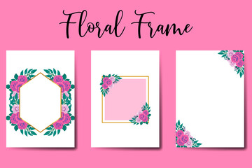 Modern Wedding invitation frame set,  Beautiful Rose Flower design Invitation Card Template