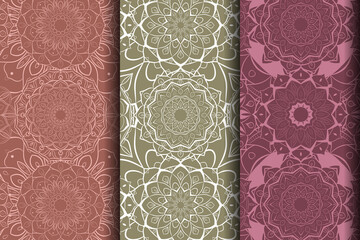 set of mandala art patterns. seamless pattern creative ornaments. fabric and textile patterns.