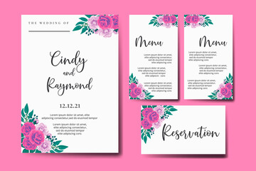 Modern Wedding invitation frame set,  Beautiful Rose Flower design Invitation Card Template