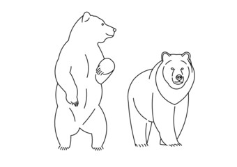 vector editable drawing of bears