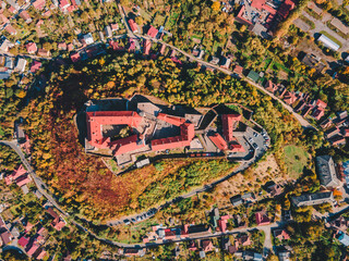 aerial view of palanok castle