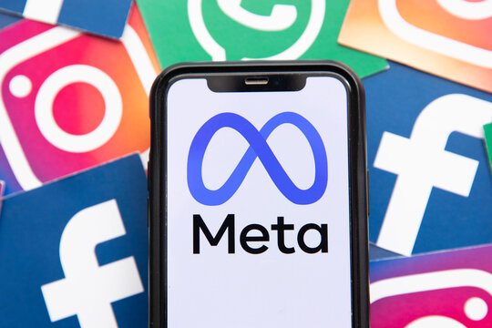 LONDON, UK - October 2021: Facebook social media company changes its corporate name to Meta