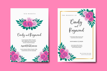 Modern Wedding invitation frame set,  Beautiful Rose Flower design Invitation Card Template