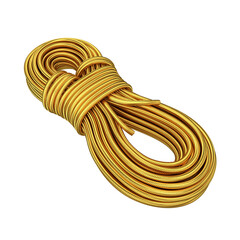 Climbing rope gold on white background, 3d render