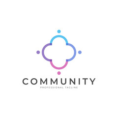 Obraz premium People human together family unity logo design