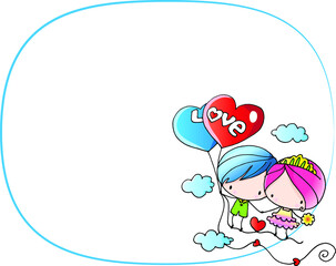 vector cartoon girl with blank speech bubble