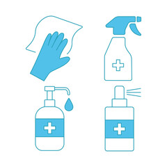 Virus related icons. Editable stroke. Coronavirus Prevention. Coronavirus icon set for infographic or website. New epidemic. Safety, health, remedies and prevention of viral diseases. Isolation