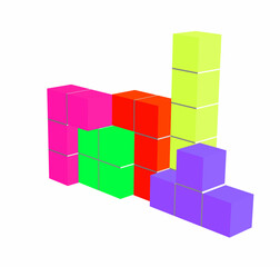 video game with cubes - puzzle game illustration - 3D cubes