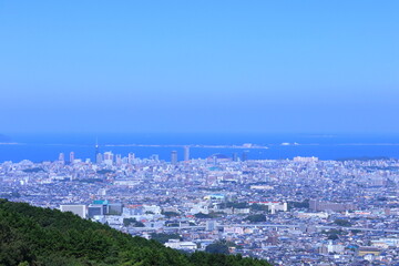 都市風景　福岡市　福岡の街並み　百道方面 福岡タワー