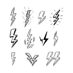 icon set thunder illustration vector hand drawing