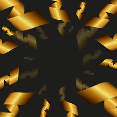 Golden serpentine on a black background, serpentine 3d