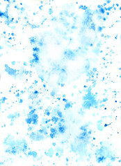 winter watercolor background splash blue hand drawn